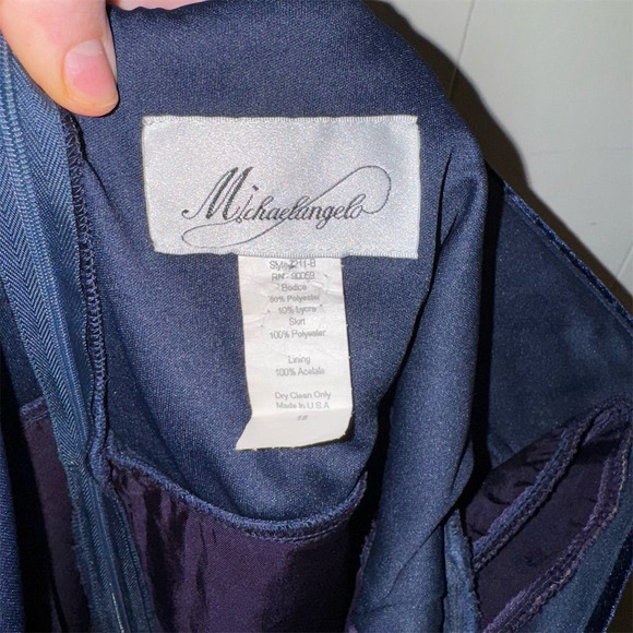 Michaelangelo Women's M Navy Blue Velvet Bodice Long Gown Formal Dress - Picture 4 of 7